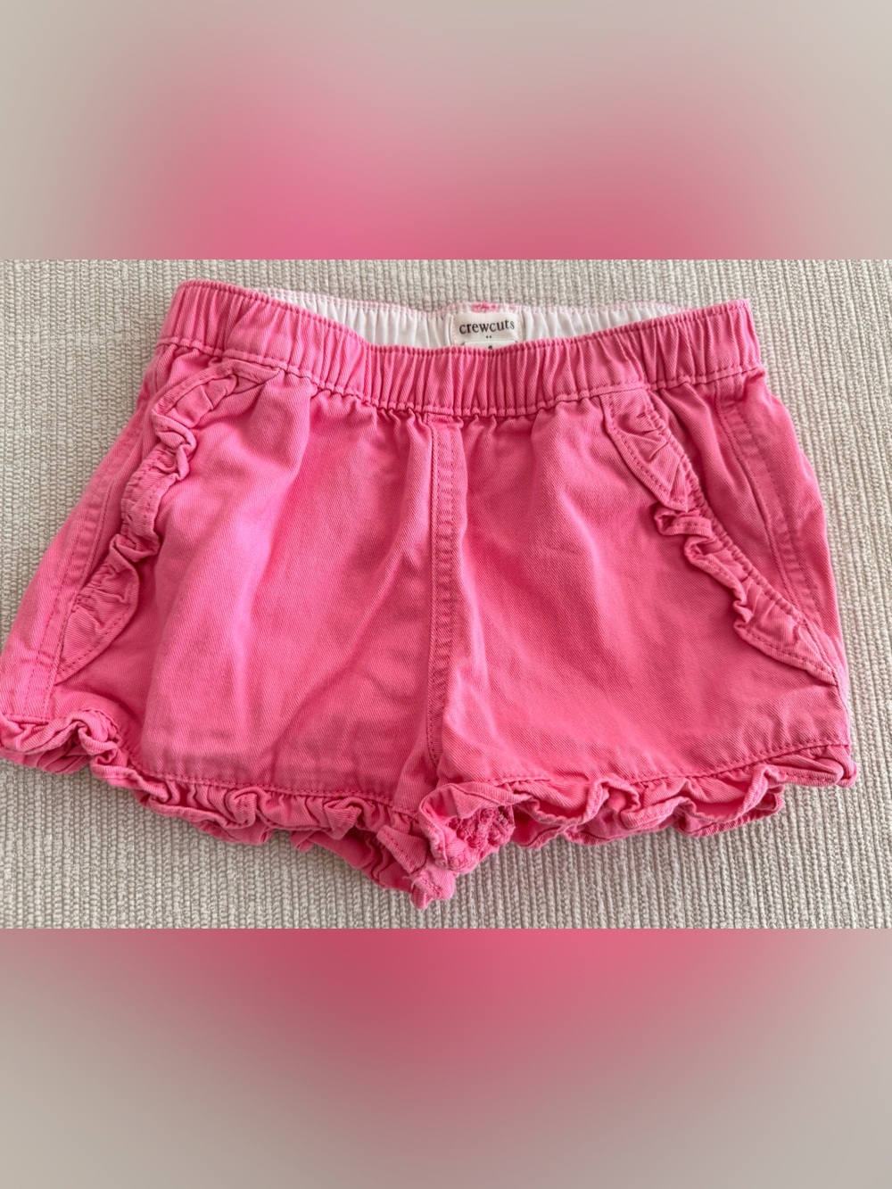 Crewcuts Pink Ruffle-Trim Girls' Cotton Shorts 6
